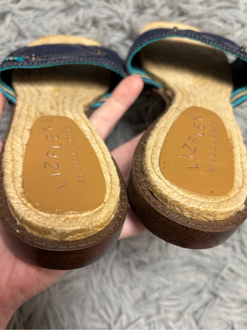 Lizflex by Liz Claiborne “Oceania” Denim Slide Sandals - Picture 10 of 15
